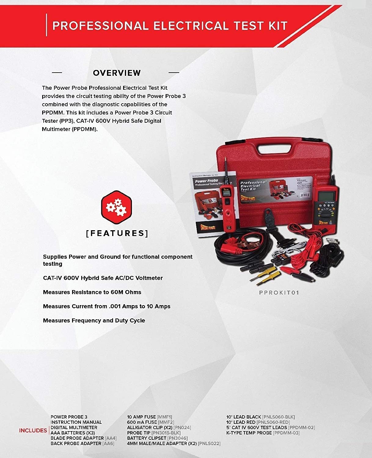 Power Probe Professional Electrical Test Kit POWPROKIT01