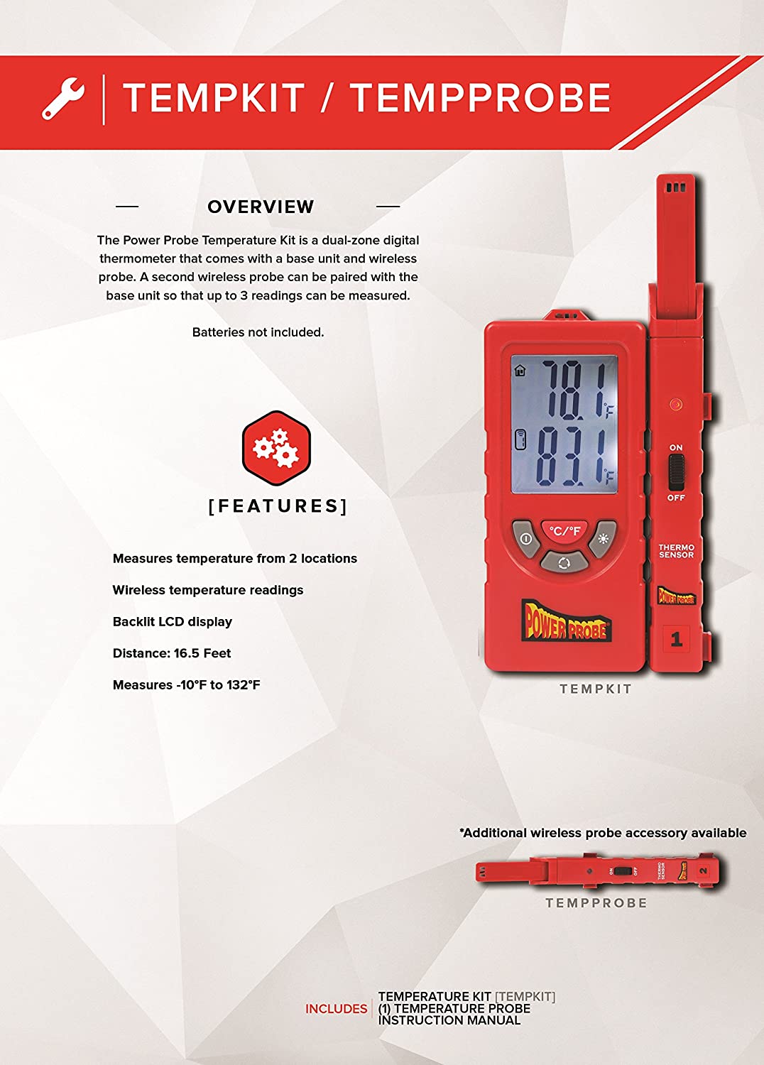 Power Probe Wireless Dual Zone Thermometer Kit POWPPTEMPKIT